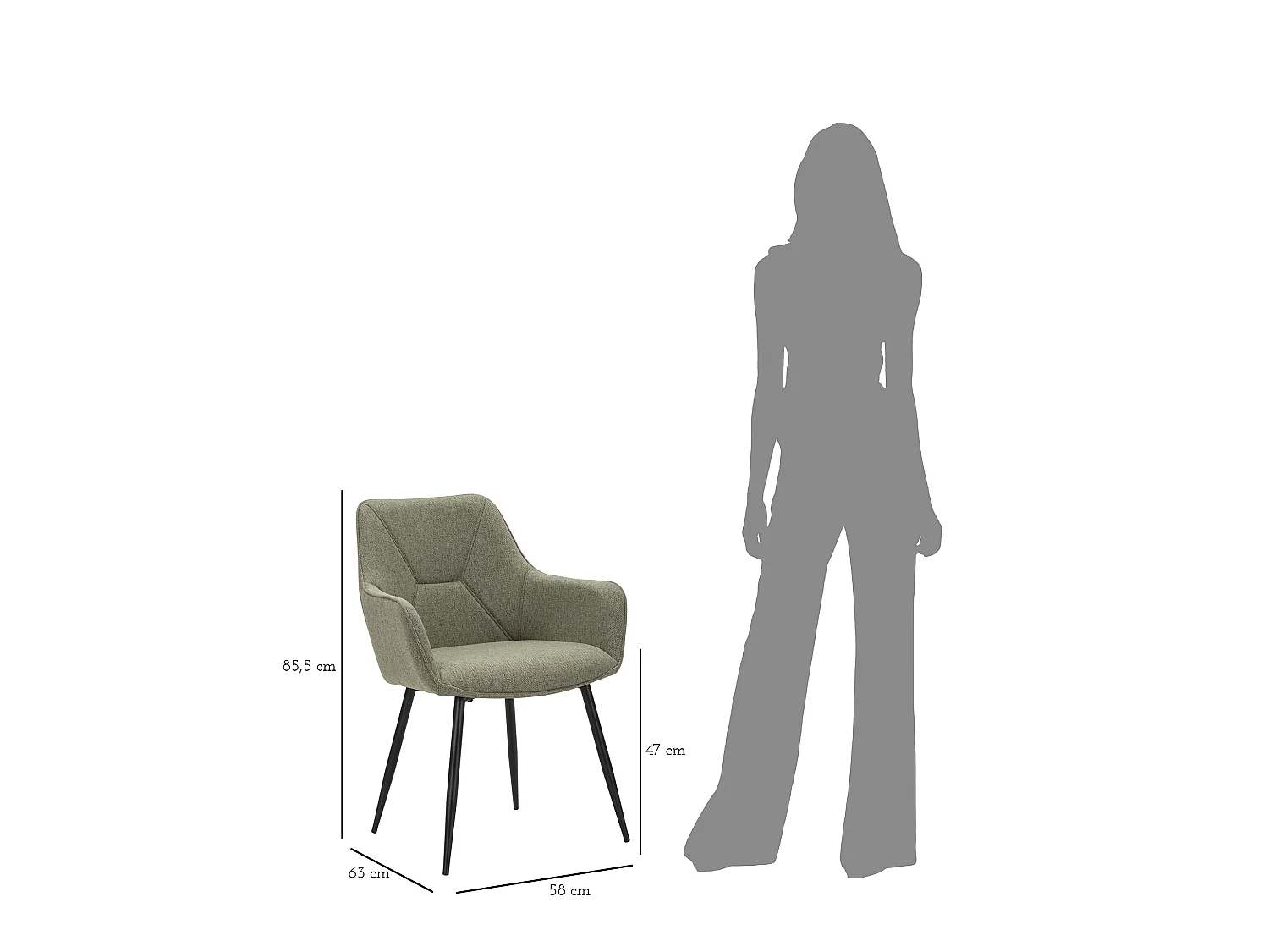 Lot de 2 Chaises Fauteuil "Vicenza" 85cm Vert