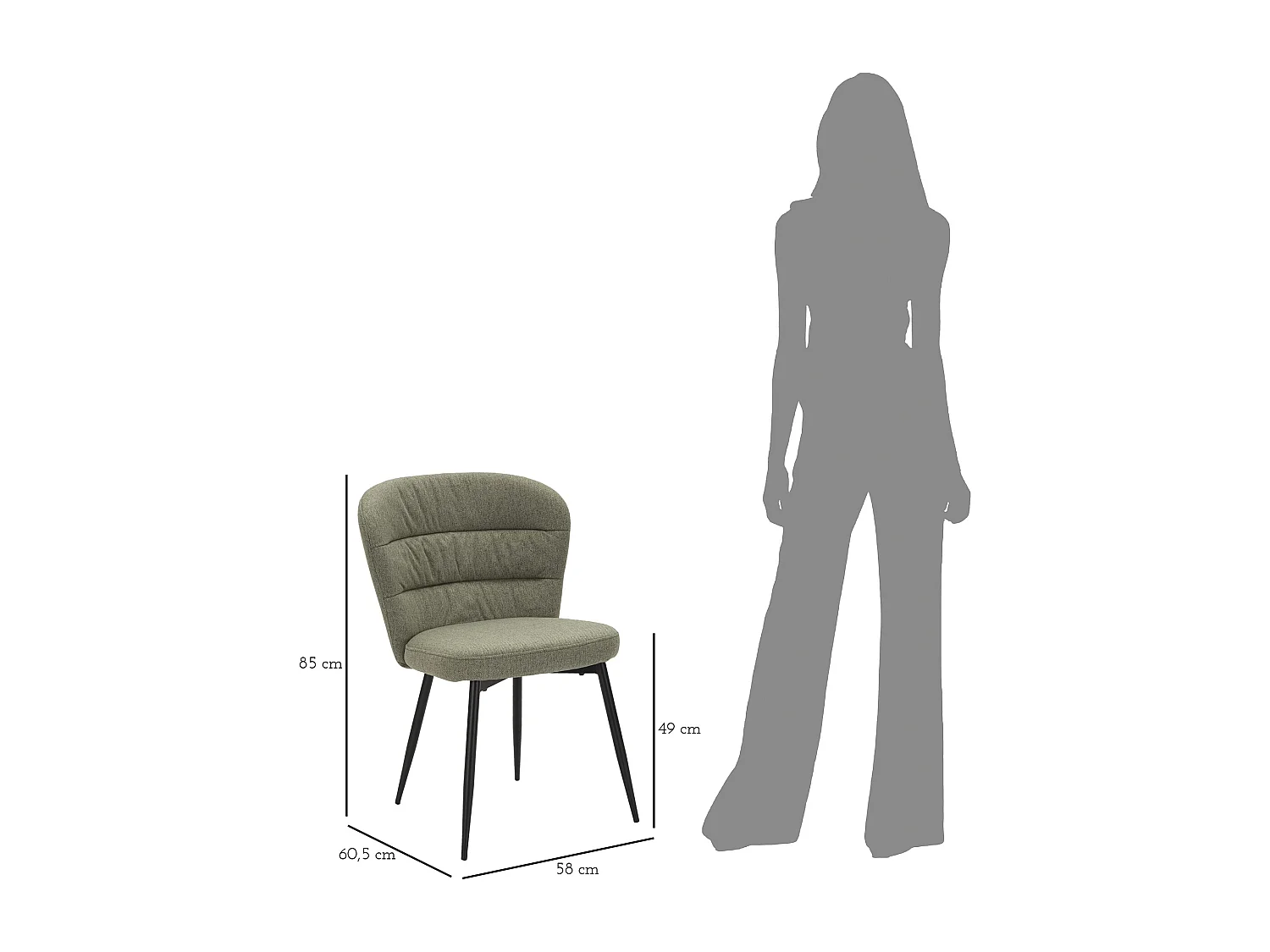 LOSANNA ENSEMBLE DE CHAISES VERTES 2 PCS CM 58X60,5X85