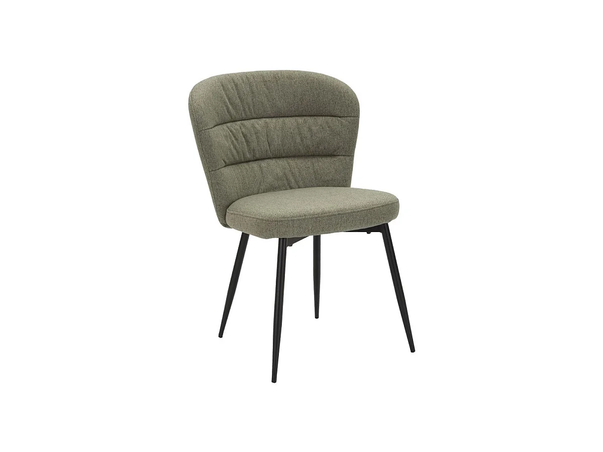 Set van 2 groene LOSANNA-stoelen 58x60,5x85 cm - Gestoffeerde stoelen met zwarte metalen poten - Glamoureus design uit de jaren 70