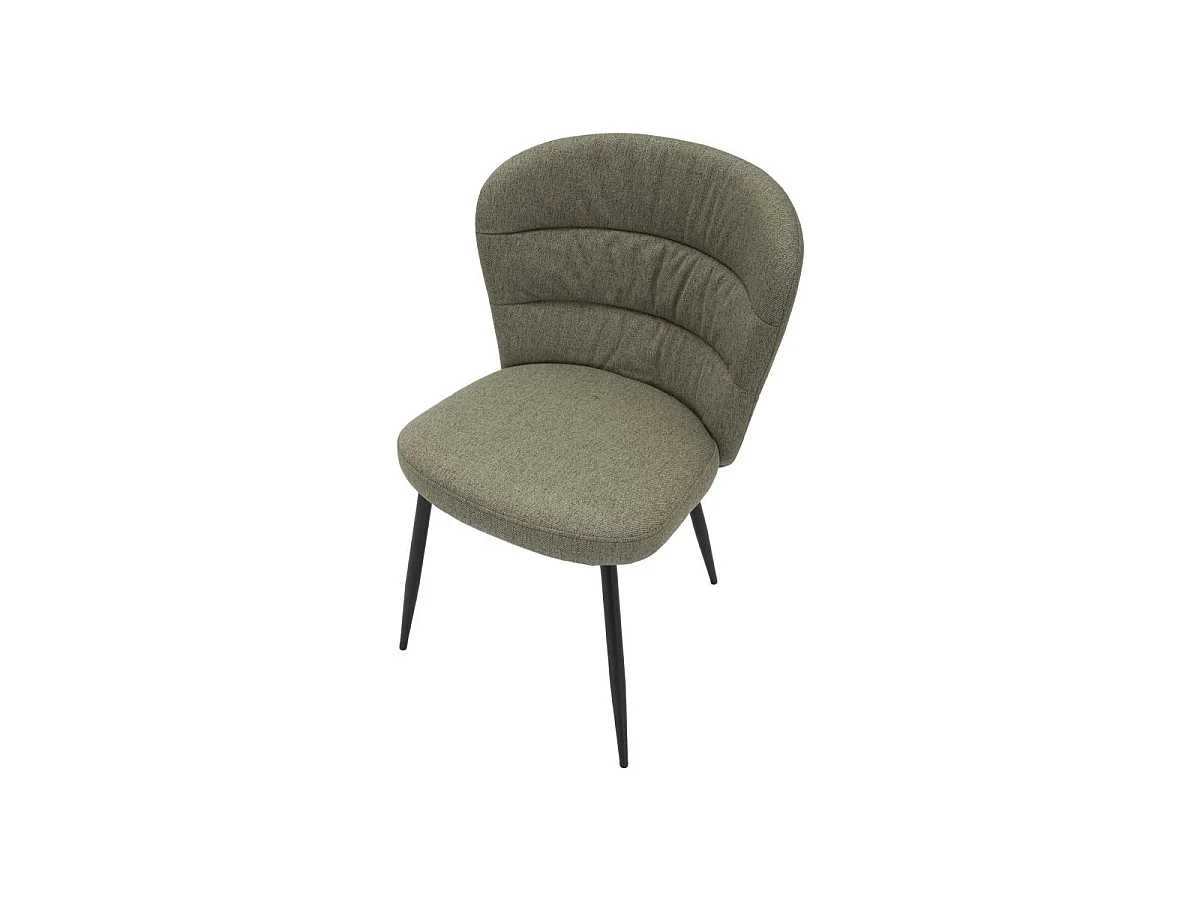 Set van 2 groene LOSANNA-stoelen 58x60,5x85 cm - Gestoffeerde stoelen met zwarte metalen poten - Glamoureus design uit de jaren 70