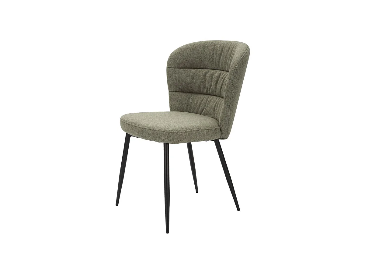 Set van 2 groene LOSANNA-stoelen 58x60,5x85 cm - Gestoffeerde stoelen met zwarte metalen poten - Glamoureus design uit de jaren 70