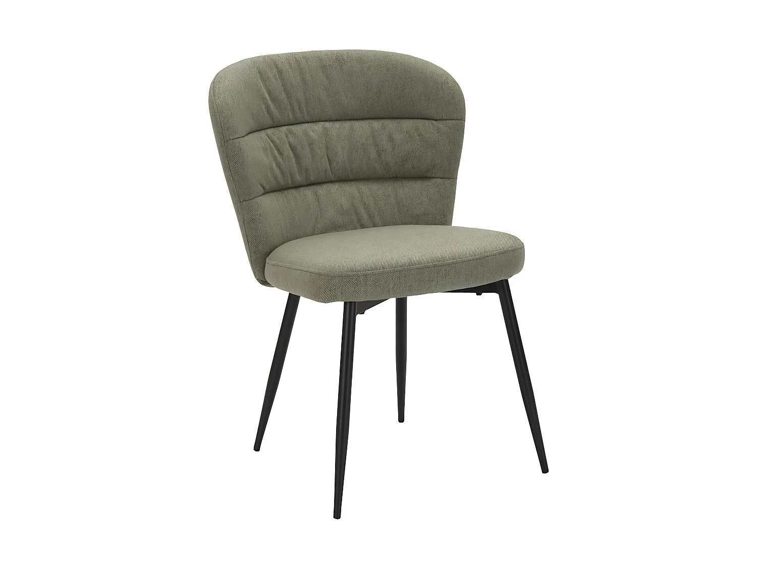 Set van 2 groene LOSANNA-stoelen 58x60,5x85 cm - Gestoffeerde stoelen met zwarte metalen poten - Glamoureus design uit de jaren 70