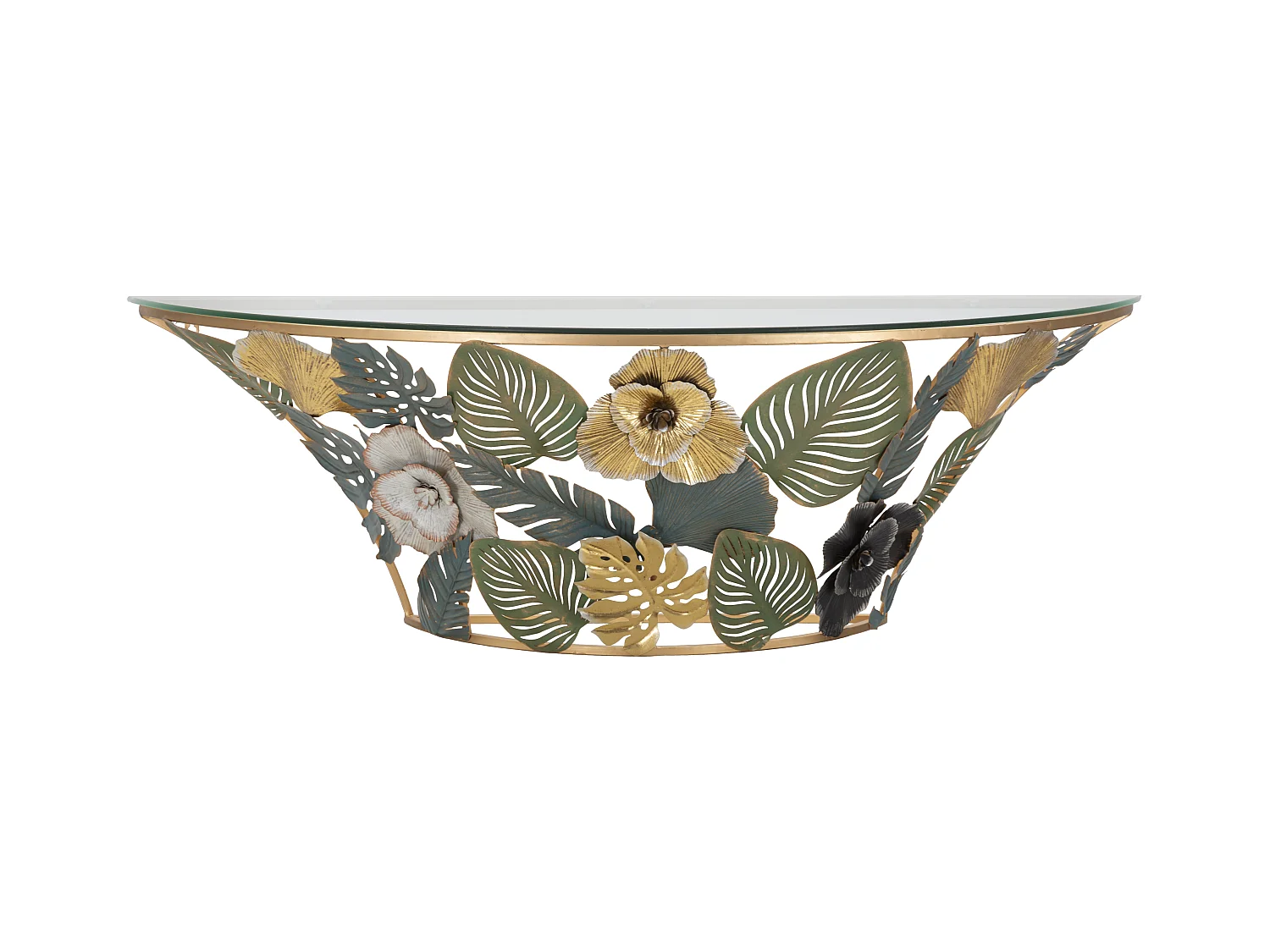 Console suspendue en métal multicolore avec fleurs 120x40,5x37,2 cm