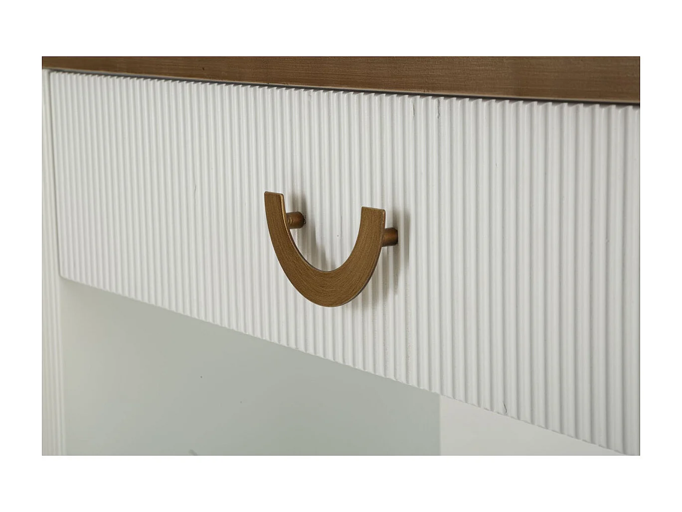 Console en Bois Avec 1 Tiroir "Tolosa" 121cm Blanc & Naturel