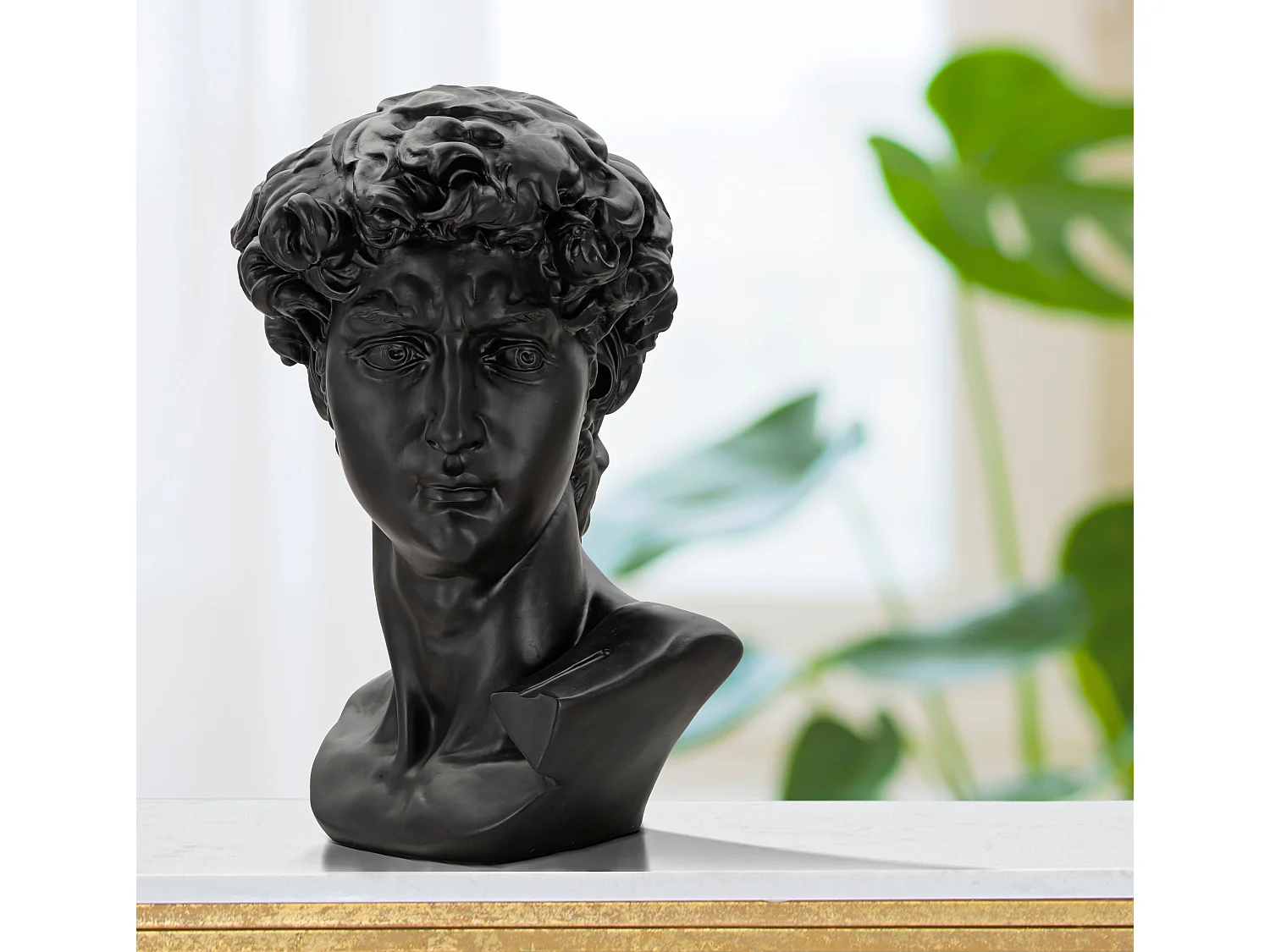 SCHWARZE ALTE KOPFSKULPTUR 44X35,5X60 CM