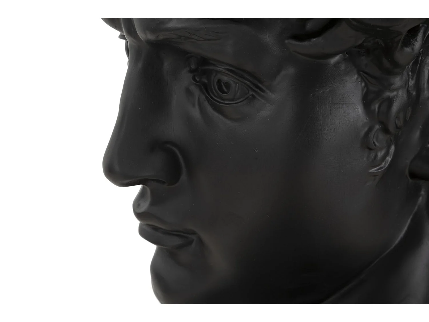 Escultura de cabeza antigua negra de 44 x 35,5 x 60 cm