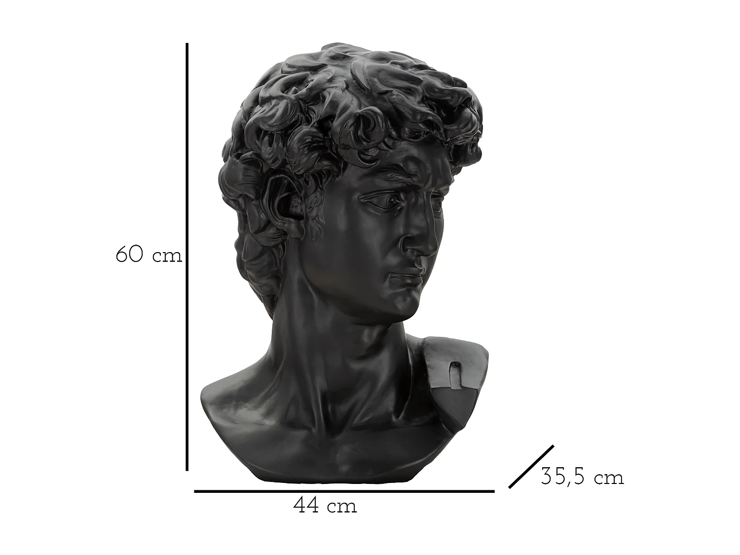 ZWART OUD HOOFDBEELDHOUWWERK 44X35,5X60 CM