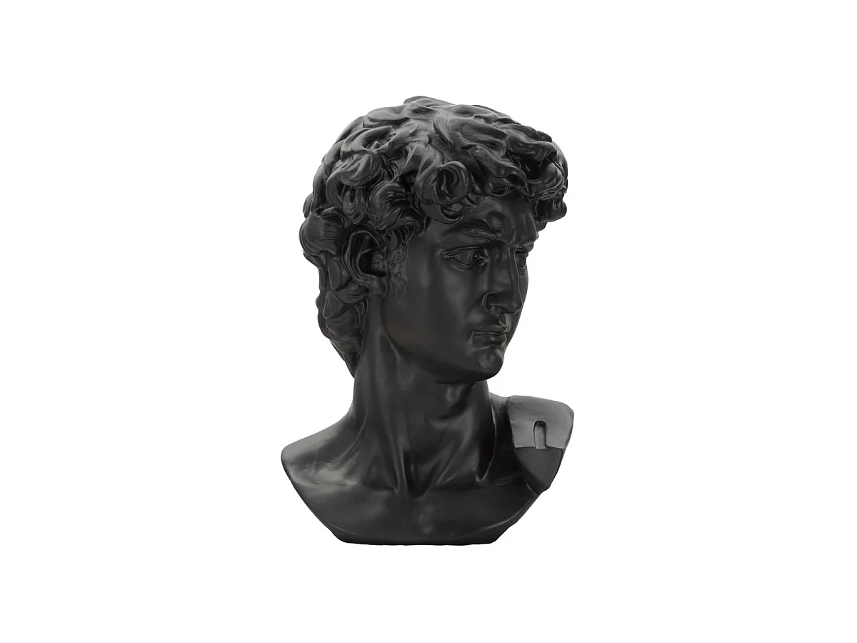 ZWART OUD HOOFDBEELDHOUWWERK 44X35,5X60 CM