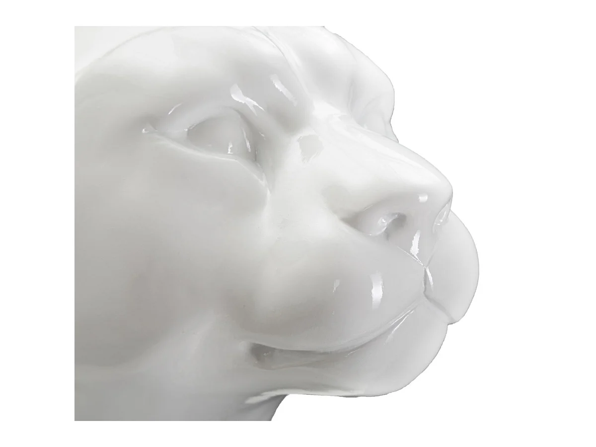 Glamouröse, sitzende Leopardenstatue aus weißem Polyresin – 27 x 38 x 74 cm – Dekorative Skulptur mit geschwungenem und elegantem Design