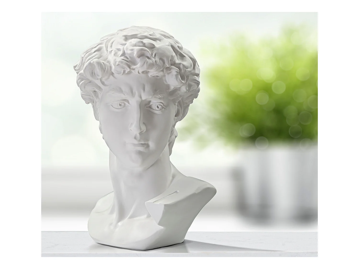 ANTIEK WIT HOOFDBEELDHOUWWERK 44X35,5X60 CM