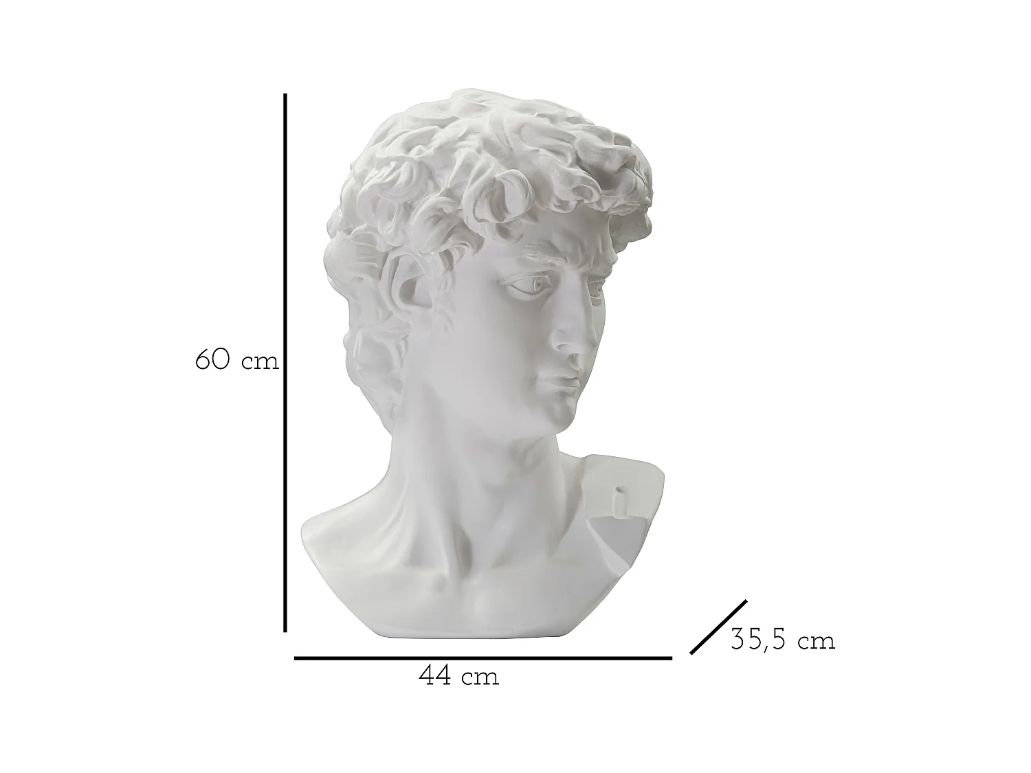 ANTIEK WIT HOOFDBEELDHOUWWERK 44X35,5X60 CM