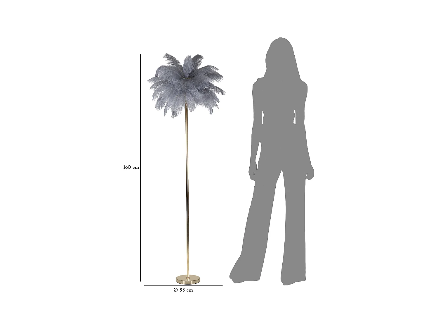 GRIJZE PALM VLOERLAMP CM Ø 55X160