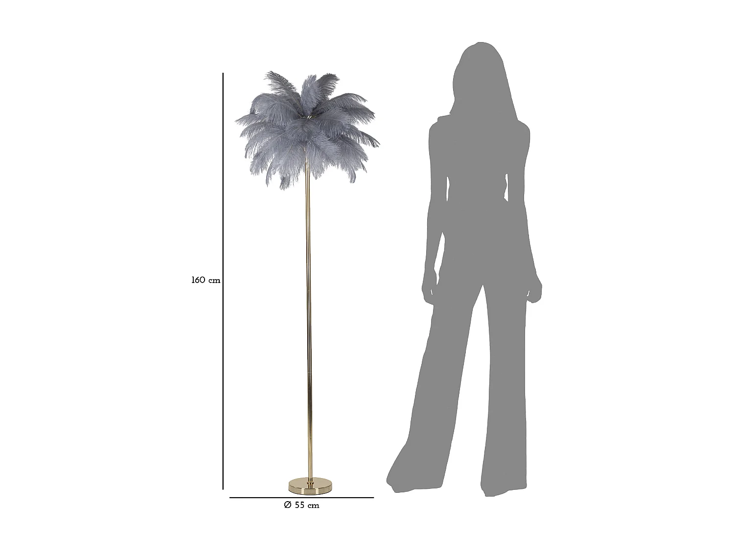 Lampada Da Terra Palm Grigia Cm Ø55X160