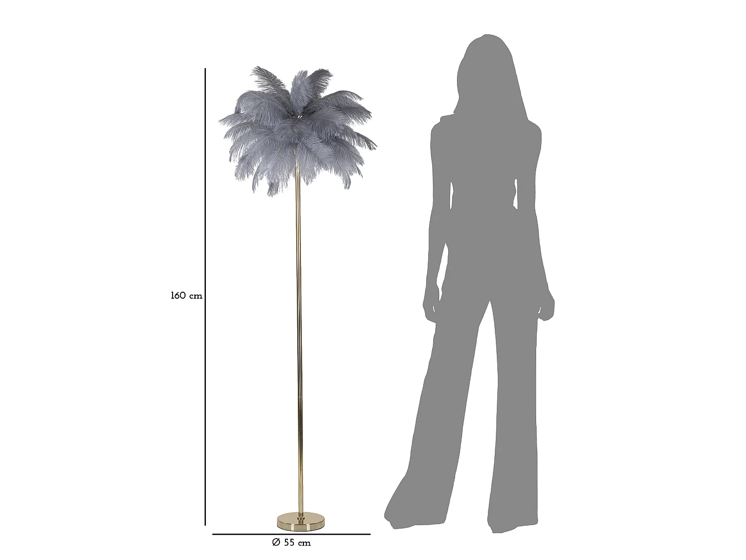 GRIJZE PALM VLOERLAMP CM Ø 55X160