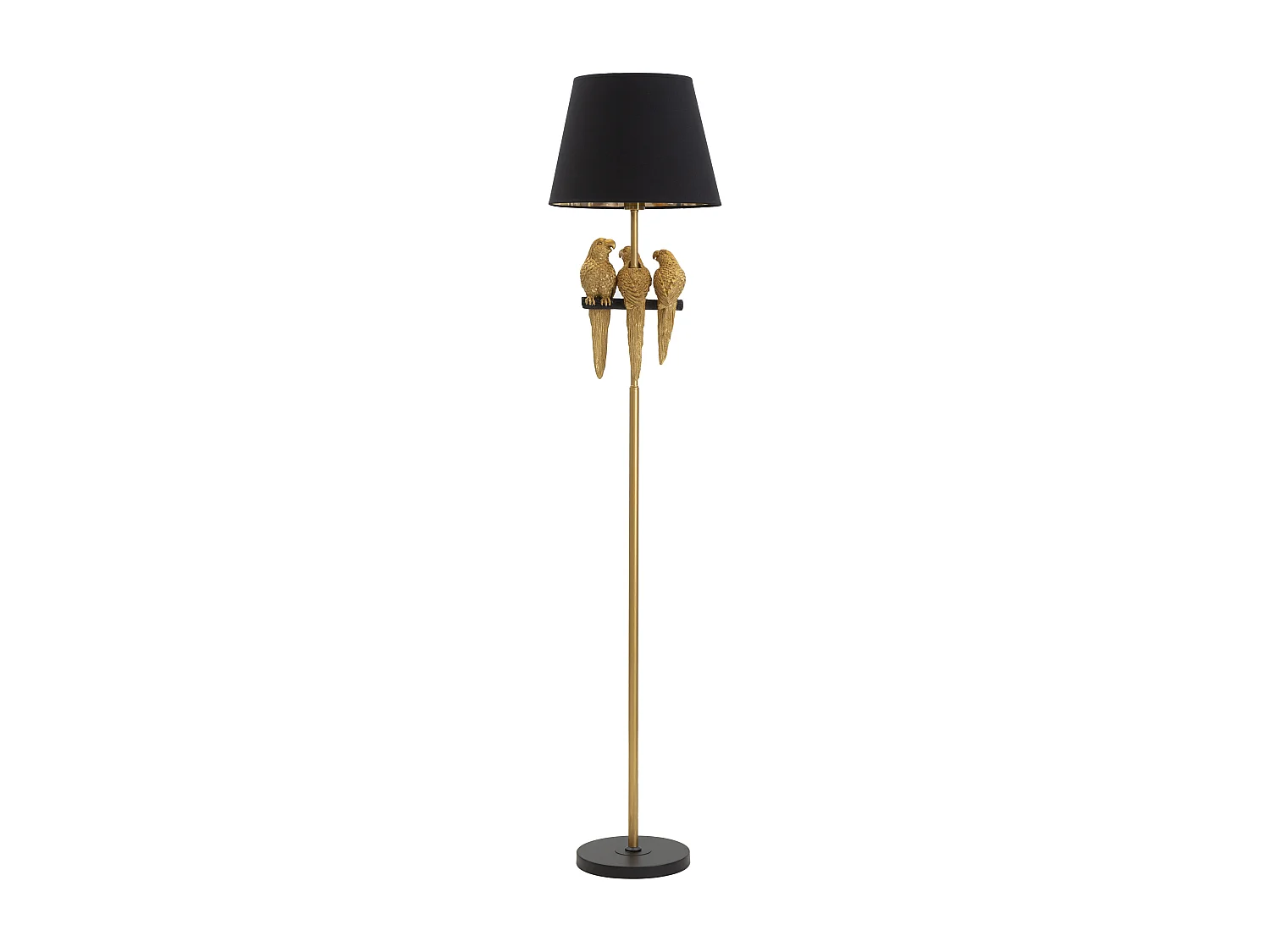 Lampadaire Design "Perroquets" 164cm Or & Noir
