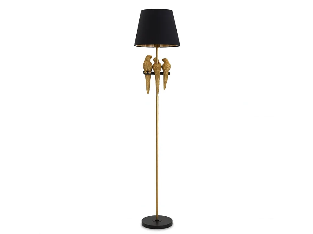 Lampadaire Design "Perroquets" 164cm Or & Noir