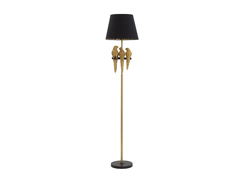 Lampadaire Design "Perroquets" 164cm Or & Noir