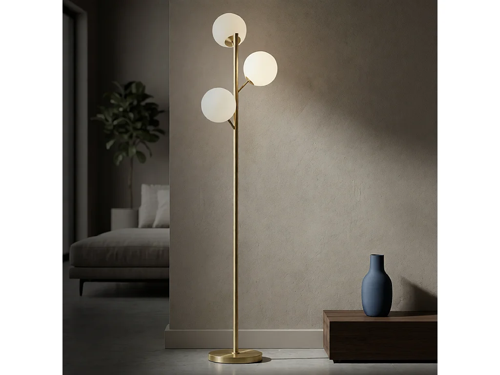 Candeeiro de Pé Glamy 3 Luzes Metal Dourado Ø 36x190 cm