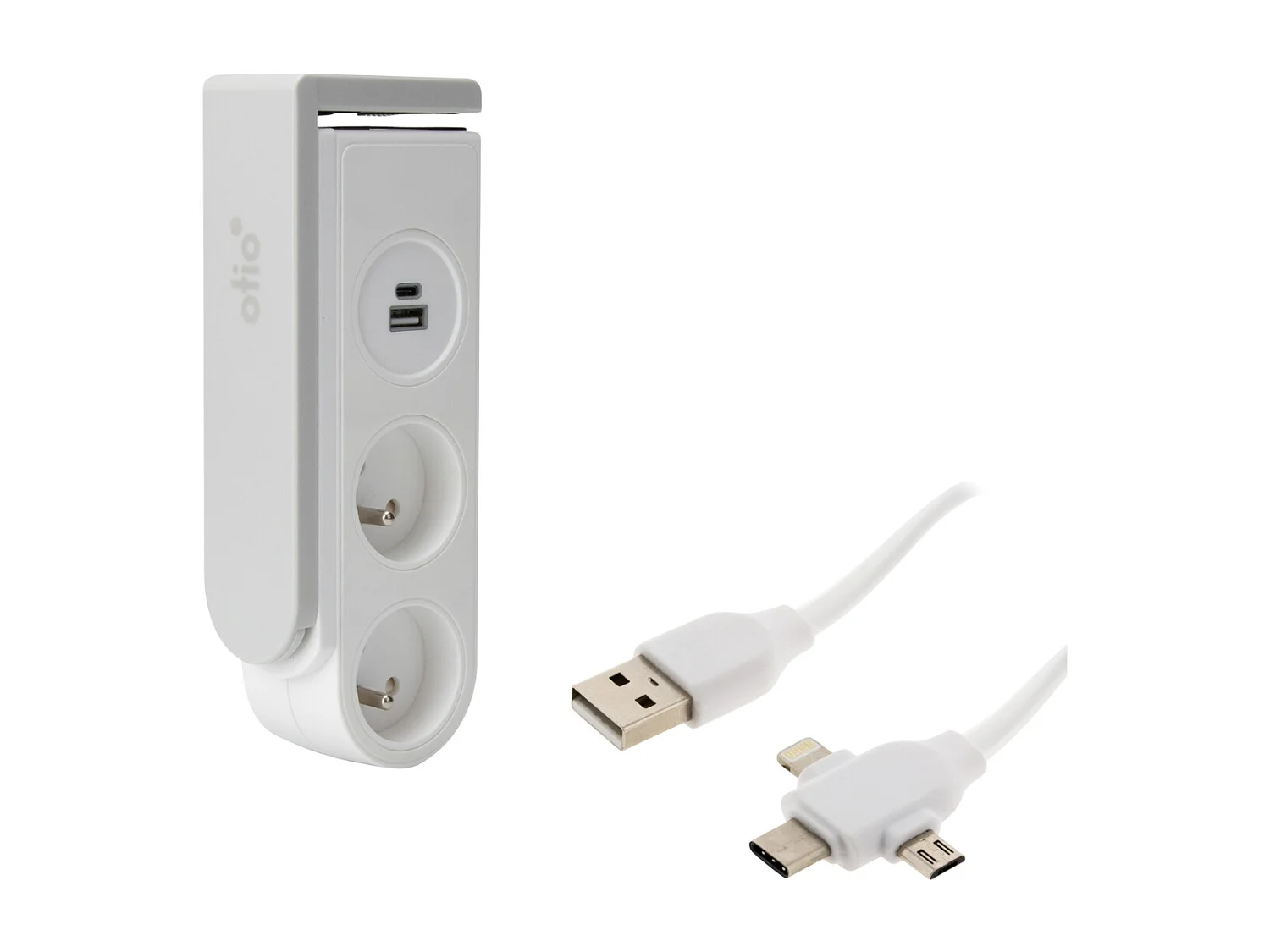Câble USB universel C/Micro USB + multiprise clipsable Gekko - Otio, Zenitech