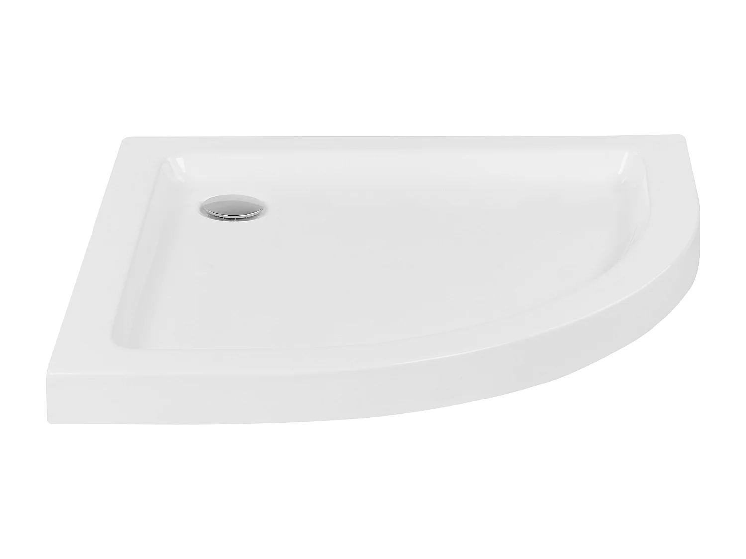 ABS Duschwanne weiß halbrund 90x90 cm mit Schürze Abfluss Rand 7 cm hoch Aliso