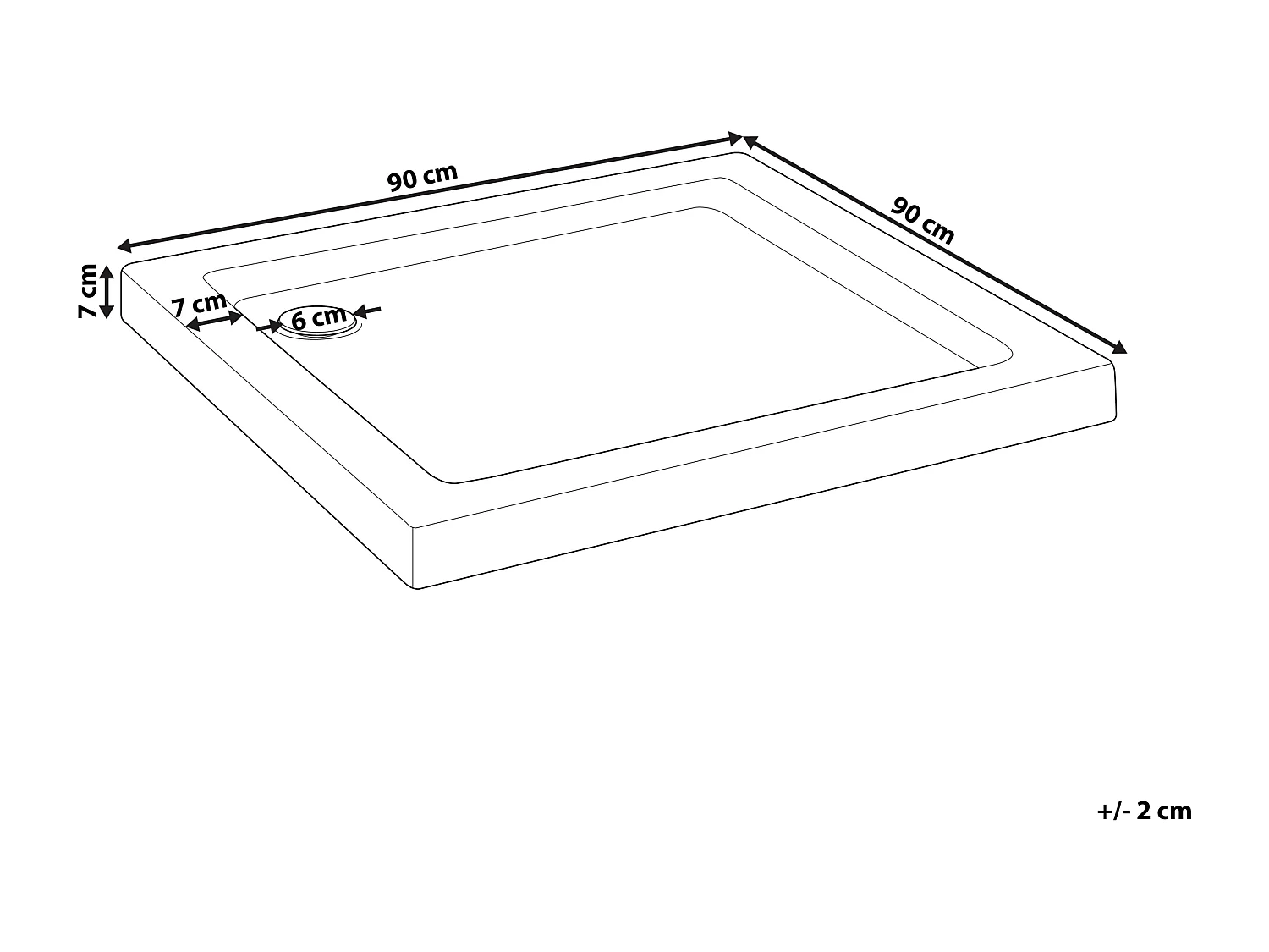 Plato de ducha AMPAY 90 x 90 x 7 cm Blanco