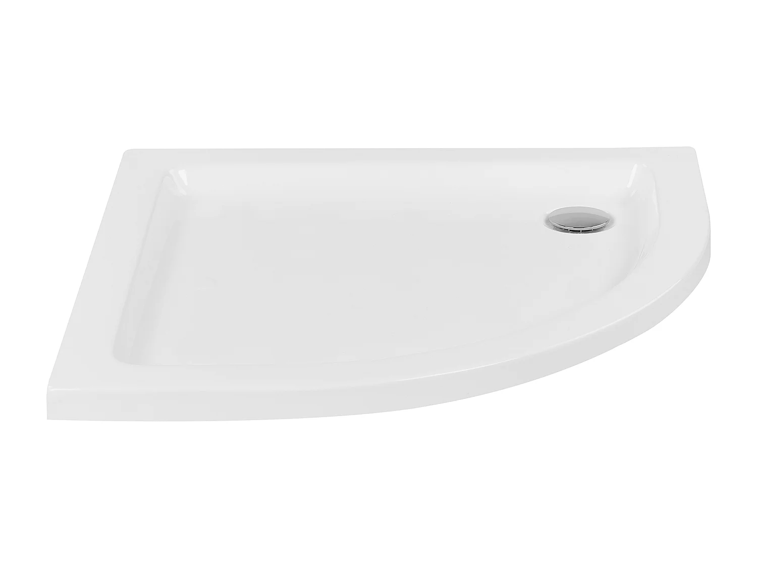 ABS Duschwanne weiß halbrund 90x90 cm mit Schürze Abfluss Rand 5 cm hoch Aliso