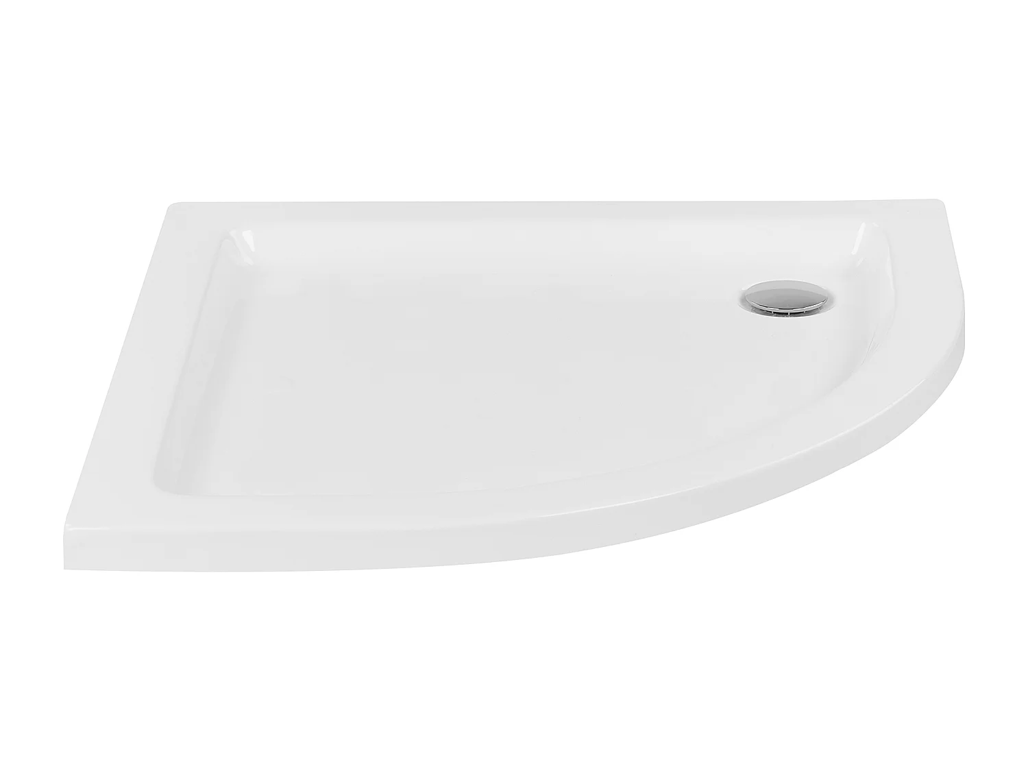 ABS Duschwanne weiß halbrund 90x90 cm mit Schürze Abfluss Rand 5 cm hoch Aliso