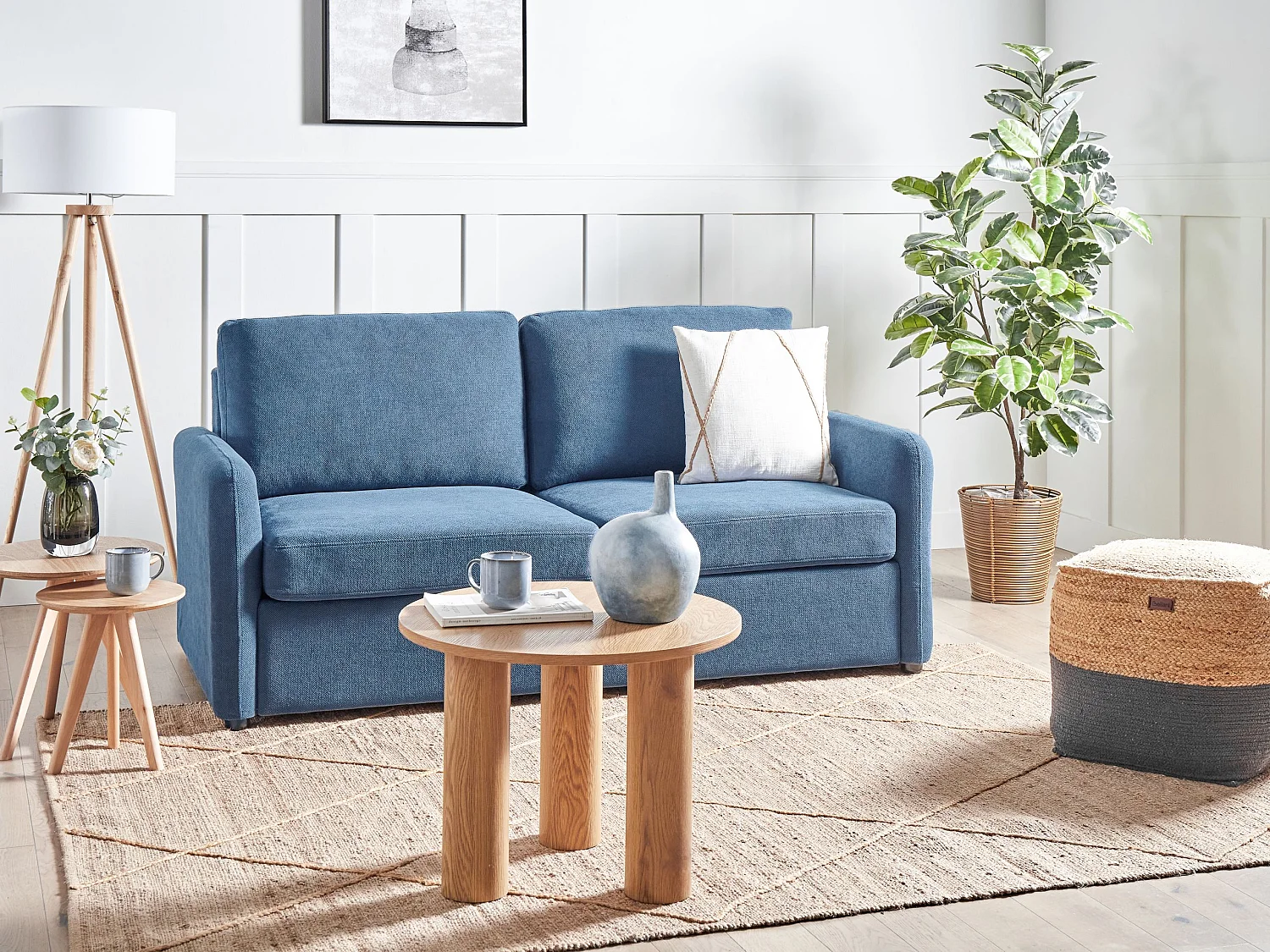 Sofá cama BENNAS Tela Azul 3 plazas