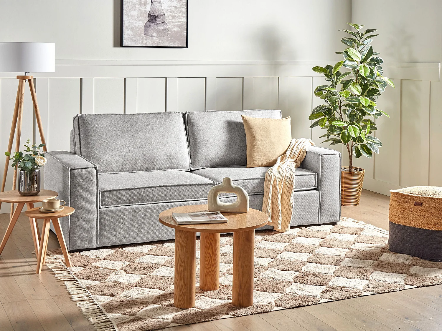 Sofa rozkładana VUOKATTI Jasnoszary dla 3 osób