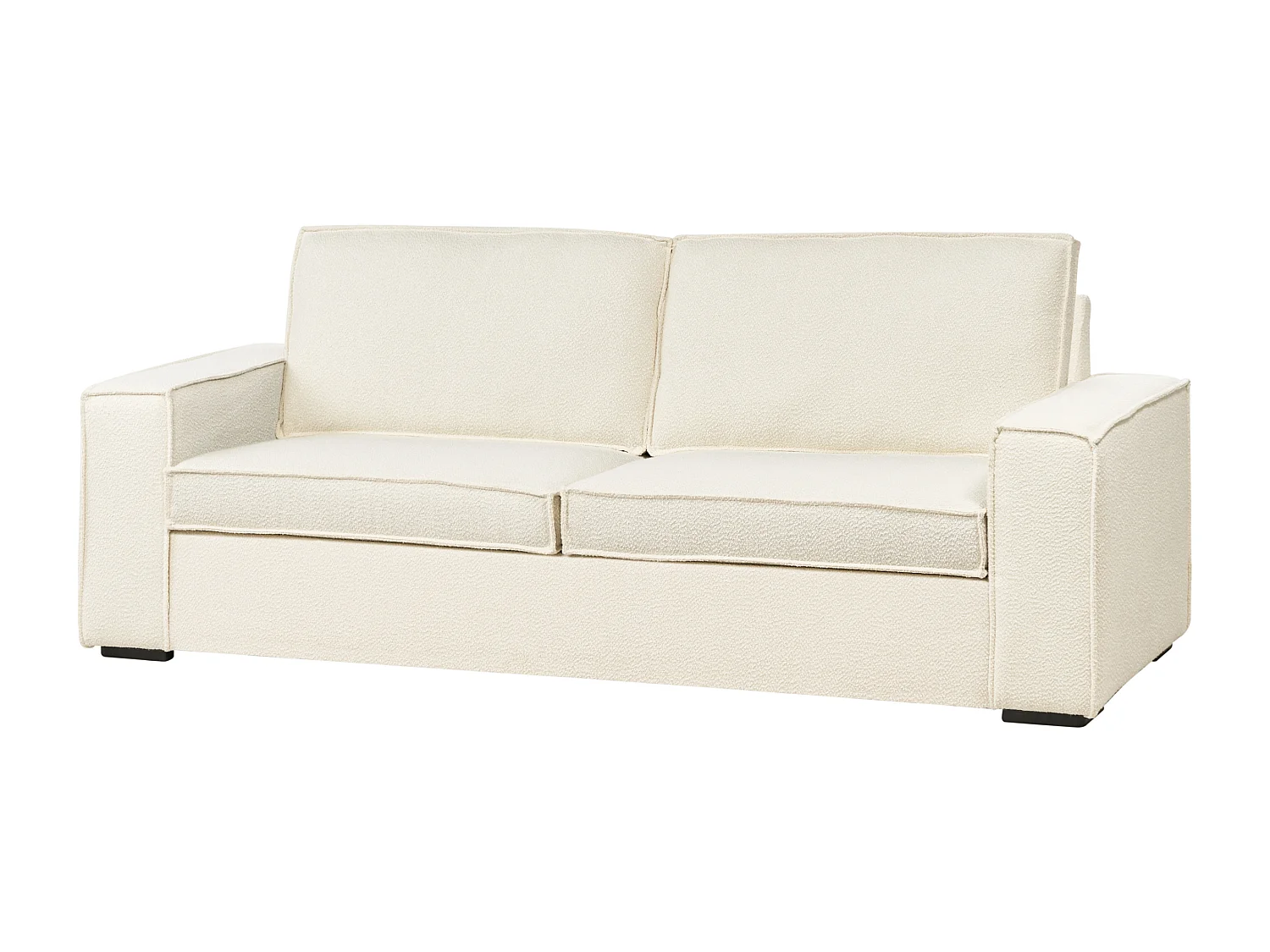 Schlafsofa mit Matratze Bouclé creme weiß 3-Sitzer ausklappbar Vuokatti