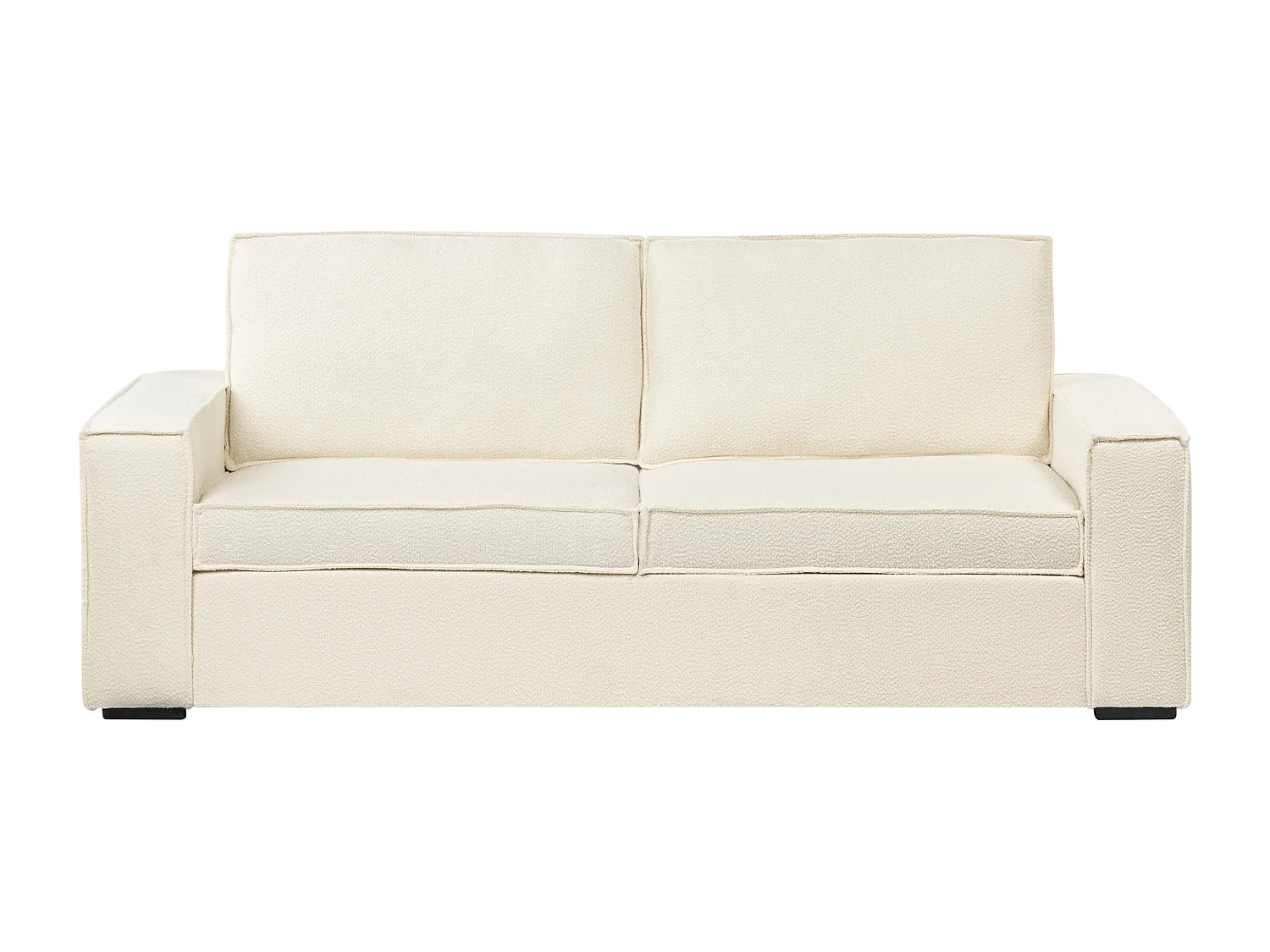 Schlafsofa mit Matratze Bouclé creme weiß 3-Sitzer ausklappbar Vuokatti