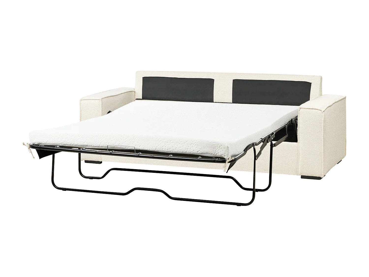 Schlafsofa mit Matratze Bouclé creme weiß 3-Sitzer ausklappbar Vuokatti