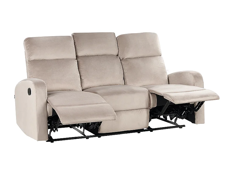 Sofa manuell verstellbar VERDAL Samtstoff Taupe 3-Sitzer