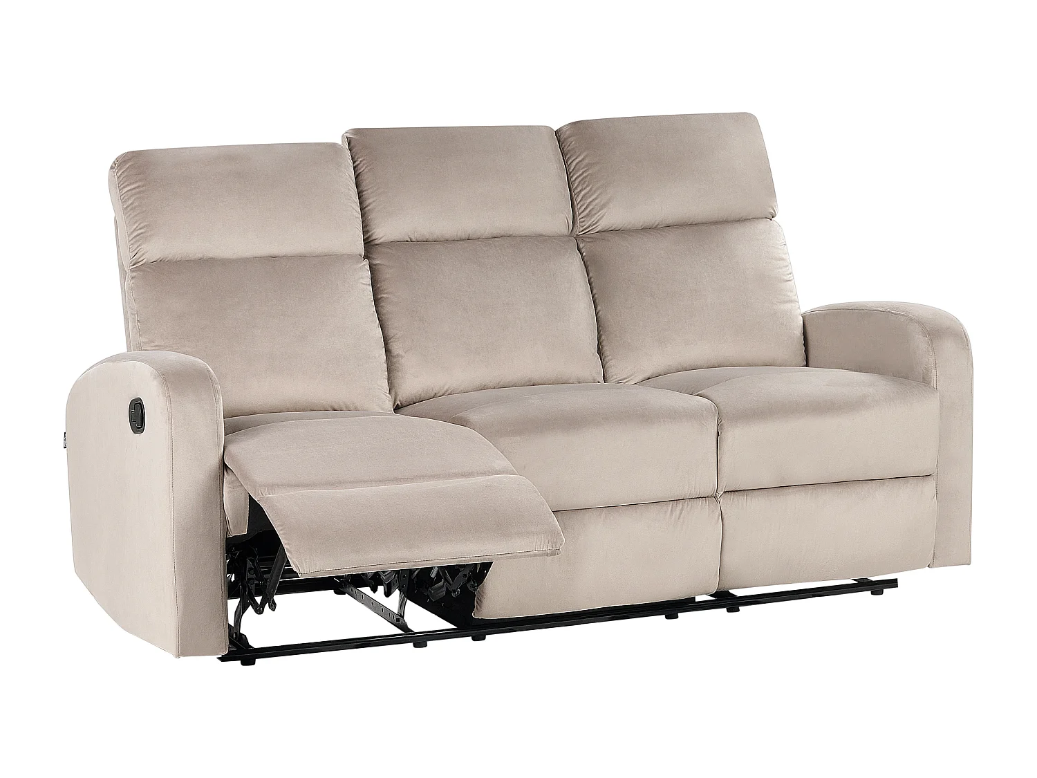 Sofa manuell verstellbar VERDAL Samtstoff Taupe 3-Sitzer