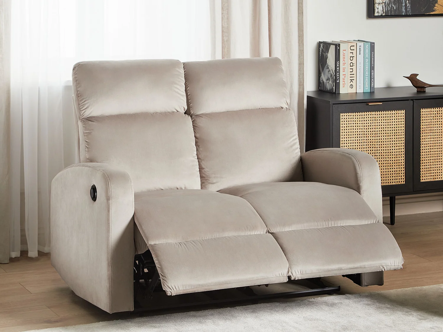 Canapé relax électrique 2 places VERDAL Velours Taupe