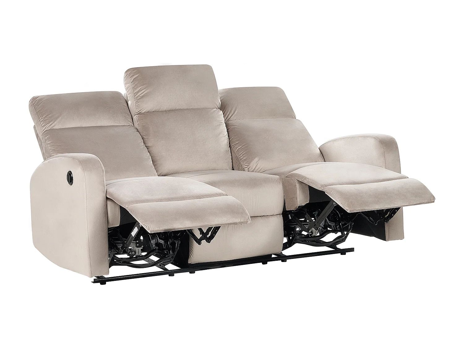 Sofa elektrisch verstellbar VERDAL Samtstoff Taupe 3-Sitzer