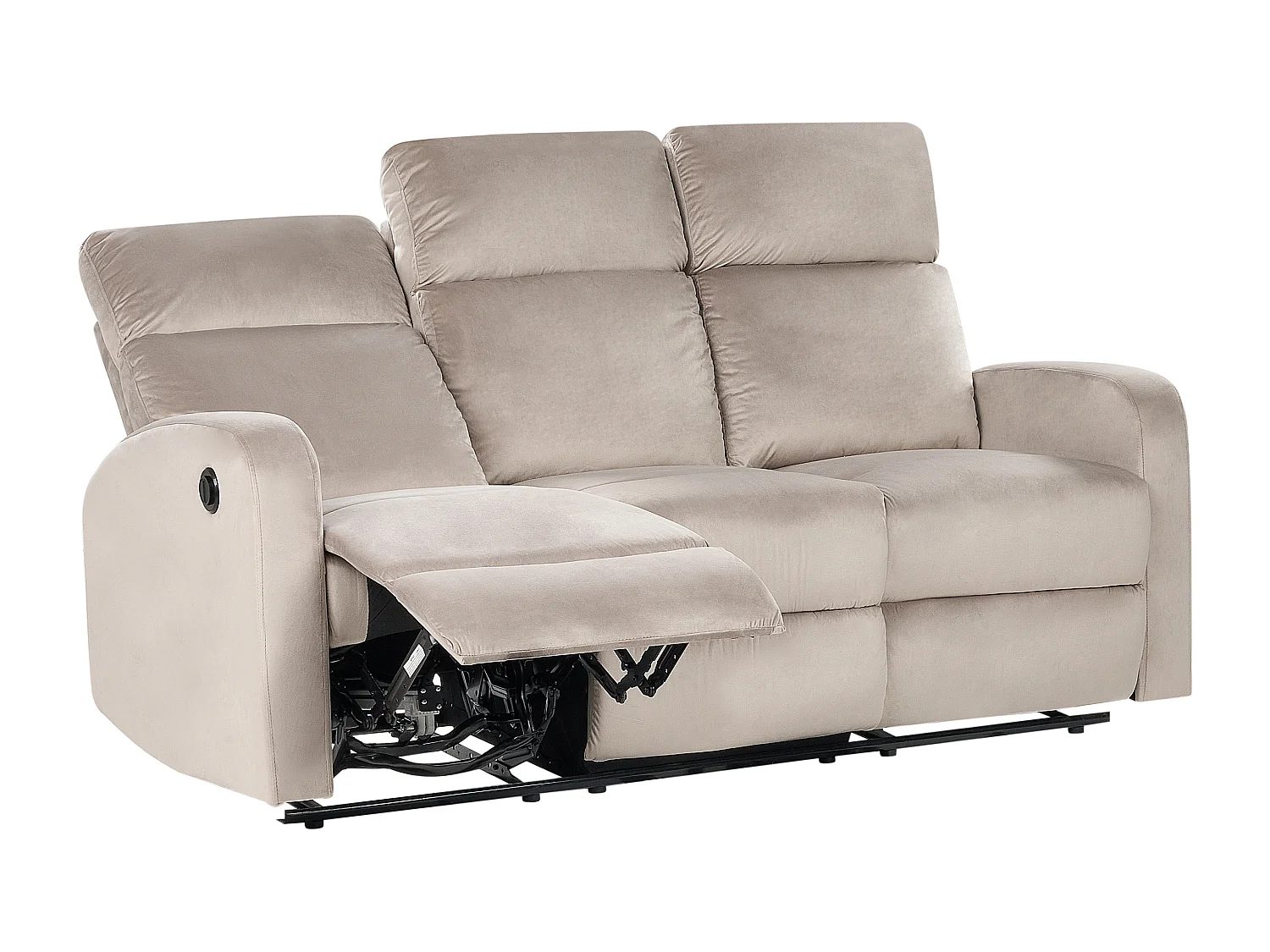 Sofa elektrisch verstellbar VERDAL Samtstoff Taupe 3-Sitzer