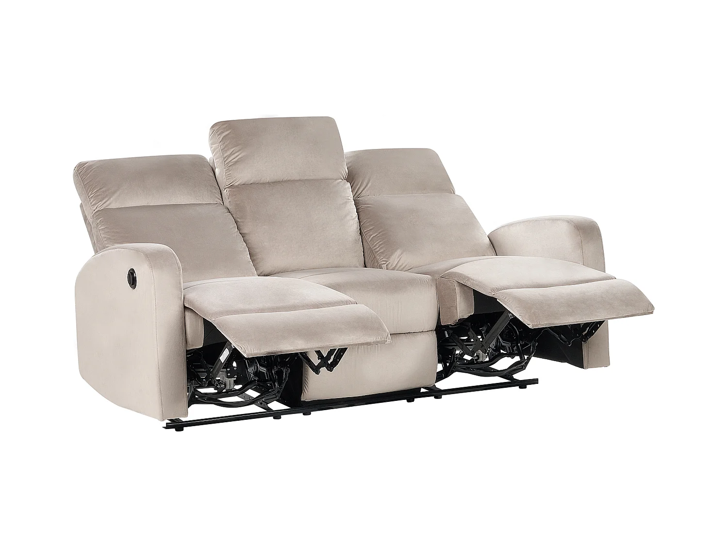 Canapé relax électrique 3 places VERDAL Velours Taupe