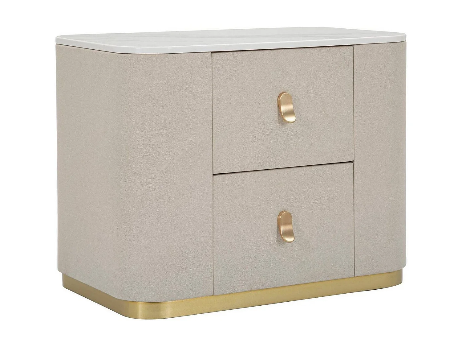 Christov nachtkastje, Lage ladekast, Nachtkastje, Bedplank, 60x40 h47 cm, Crème en Goud