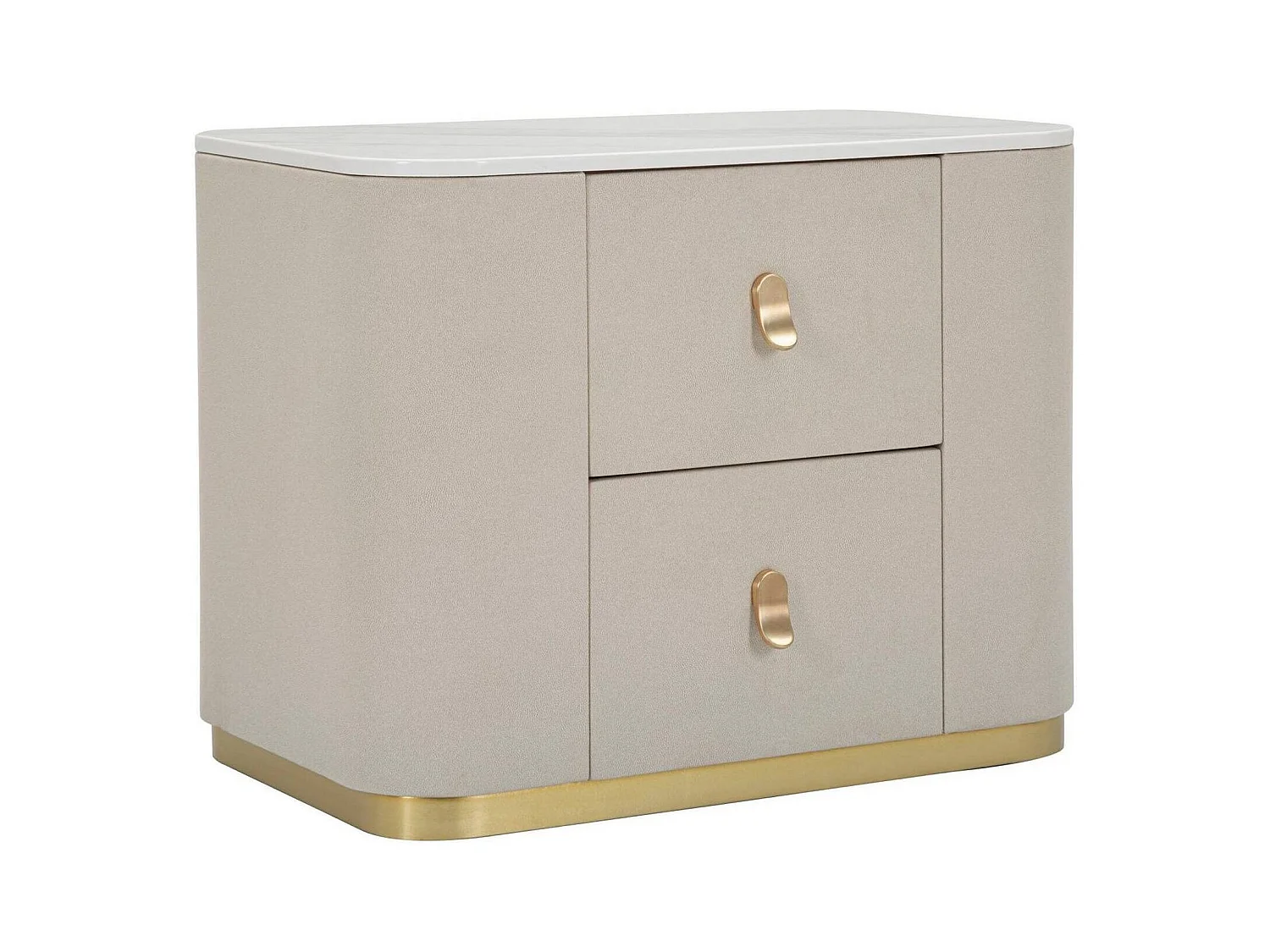 Chevet Christov, Commode basse, Table de nuit, Étagère de chevet, 60x40 h47 cm, Crème et Or