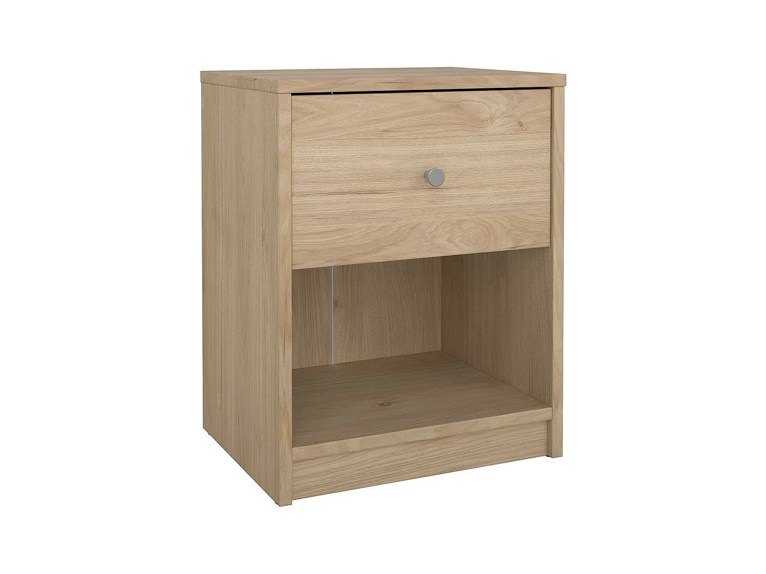 Chevet Kastri, Commode basse, Table de nuit, Étagère de chevet, 38x30 h48 cm, Chêne clair