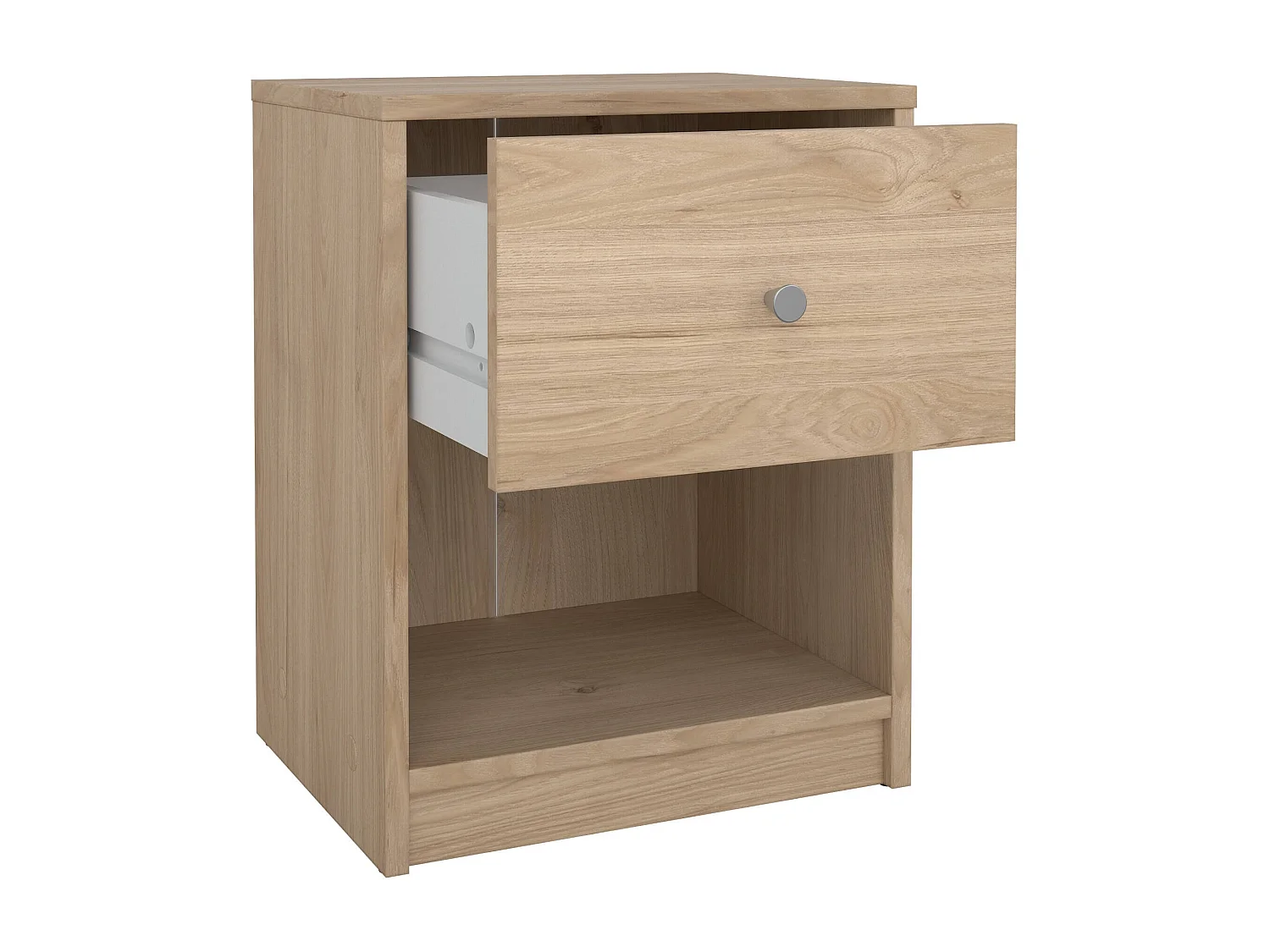 Chevet Kastri, Commode basse, Table de nuit, Étagère de chevet, 38x30 h48 cm, Chêne clair