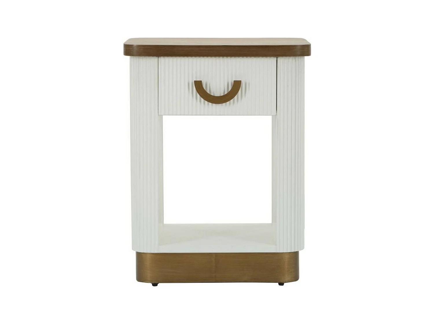 Mesa de noche Fagends, Cómoda baja, Mesilla de noche, Estante de la cama, 48x40 h62 cm, Blanco y Marrón