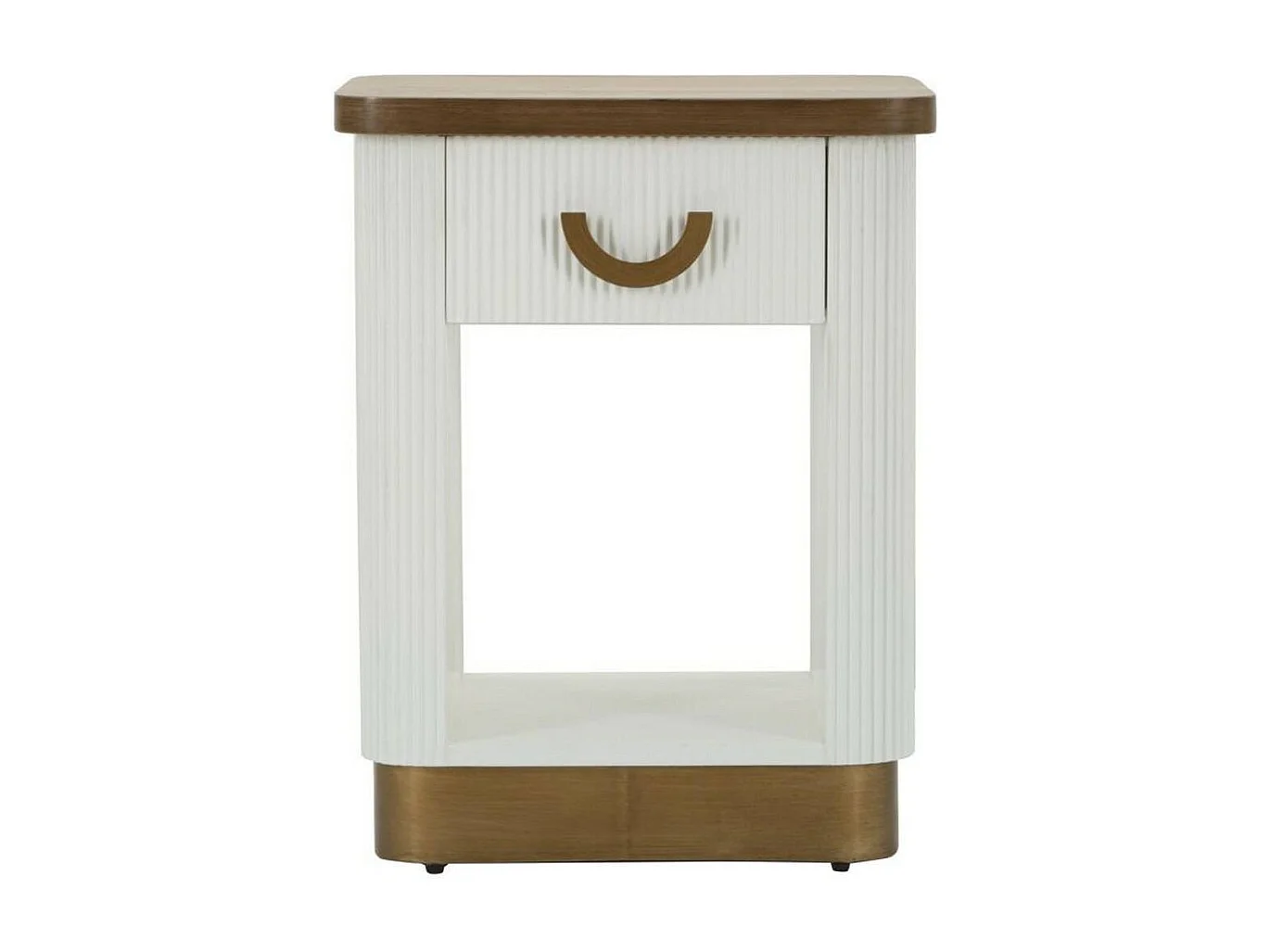 Fagends nachtkastje, Lage ladekast, Nachtkastje, Bedplank, 48x40 h62 cm, Wit en Bruin