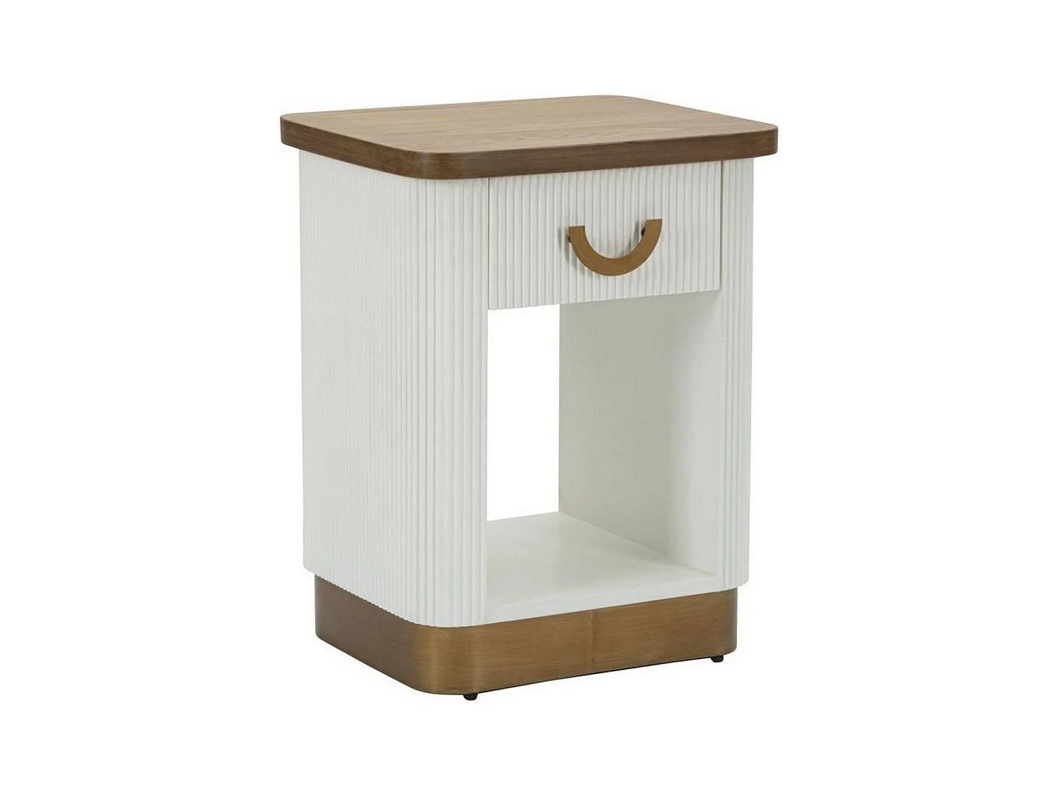 Chevet Fagends, Commode basse, Table de nuit, Étagère de chevet, 48x40 h62 cm, Blanc et marron