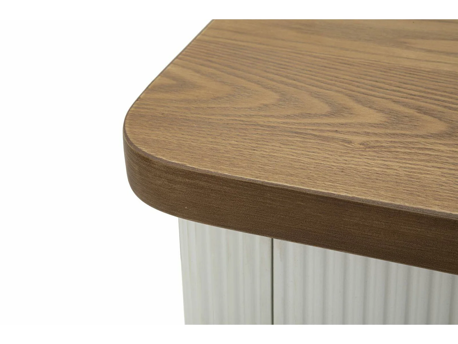 Chevet Fagends, Commode basse, Table de nuit, Étagère de chevet, 48x40 h62 cm, Blanc et marron