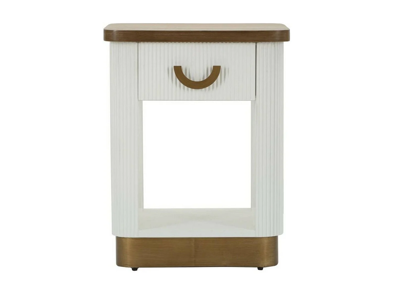 Chevet Fagends, Commode basse, Table de nuit, Étagère de chevet, 48x40 h62 cm, Blanc et marron