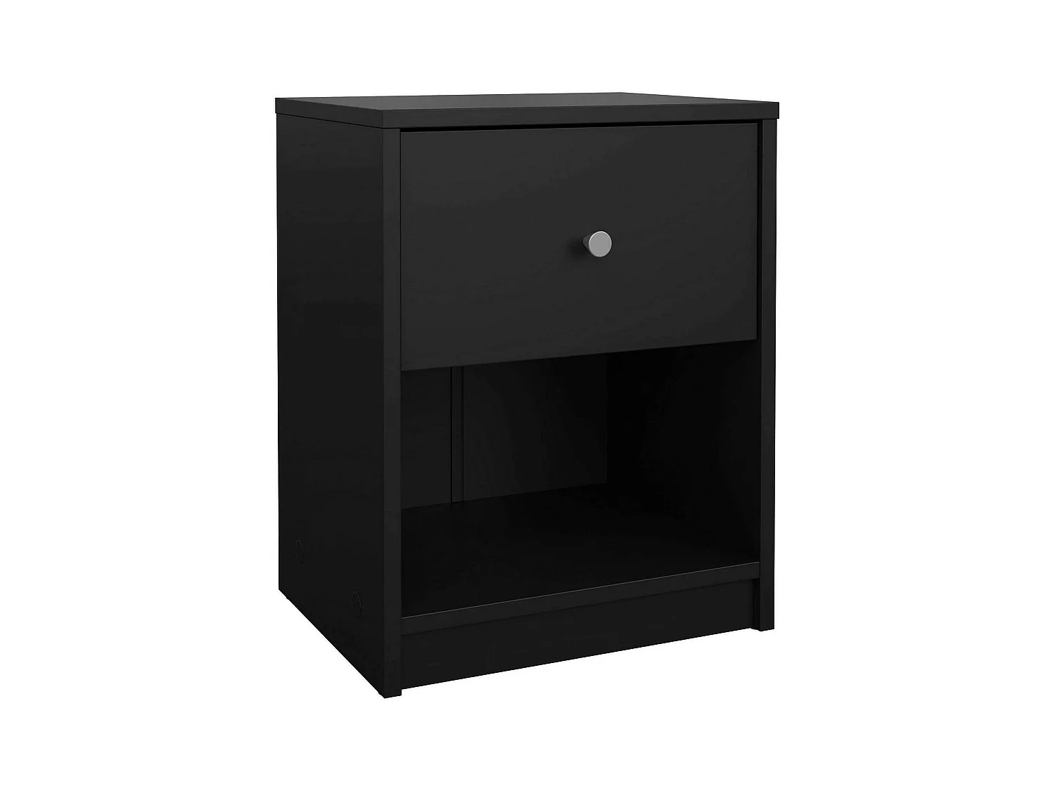 Chevet Kastri, Commode basse, Table de nuit, Étagère de chevet, 38x30 h48 cm, Noir