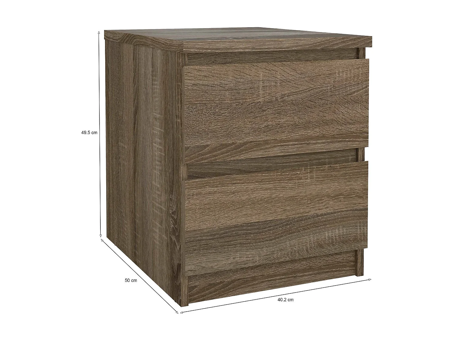 Chevet Daiki, Commode basse, Table de nuit, Étagère de chevet, 50x40 h50 cm, Chêne clair