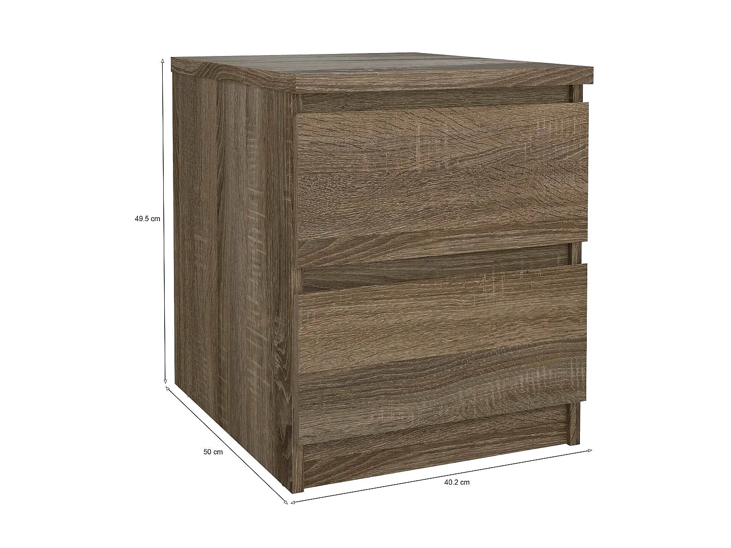 Chevet Daiki, Commode basse, Table de nuit, Étagère de chevet, 50x40 h50 cm, Chêne clair